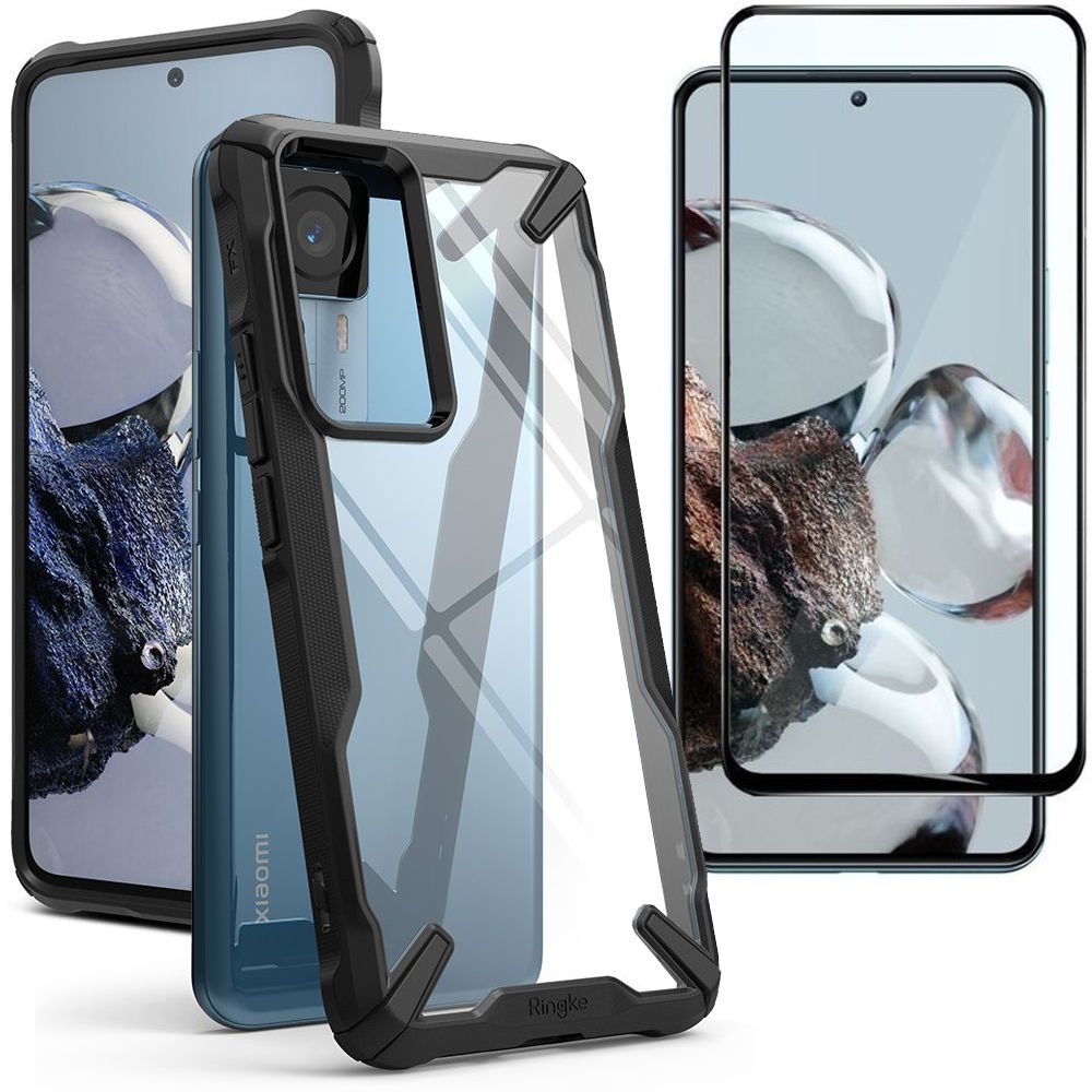 Etui RINGKE Fusion X | Black + SZKŁO 5D do Xiaomi 12T / Pro