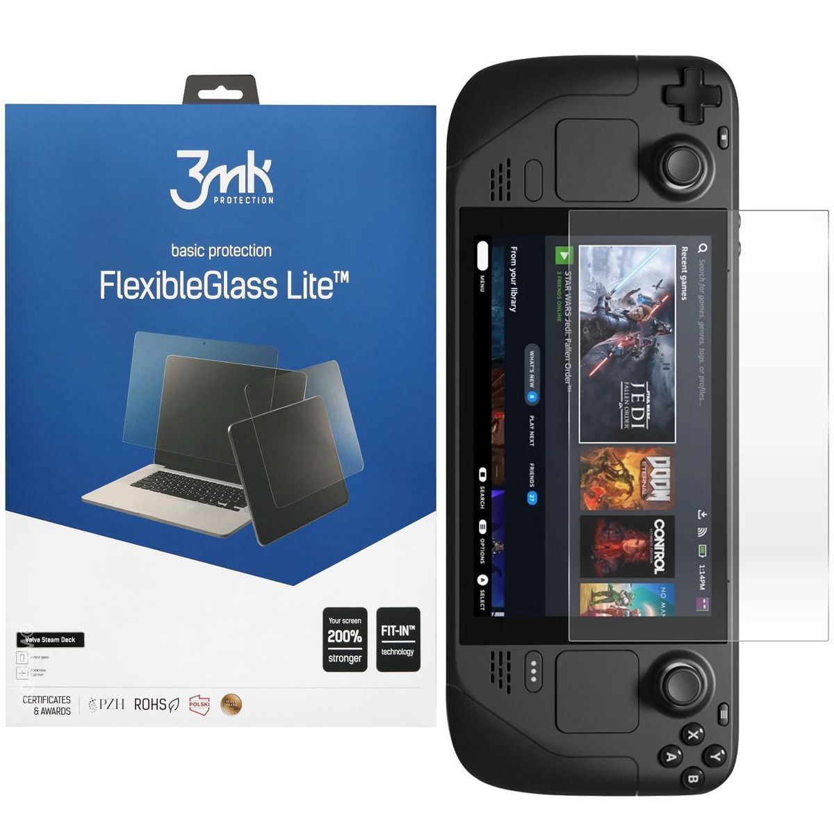3mk Flexible Glass Lite | Nietłukące Szkło Hybrydowe do Steam Deck LCD/OLED