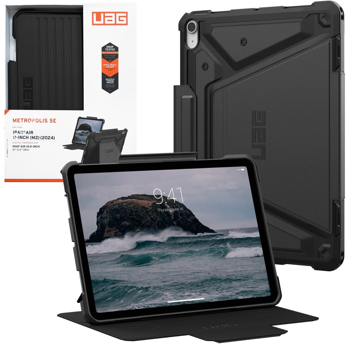 Pancerne Etui UAG Metropolis SE | Black do Apple iPad Air 11 M2 2024