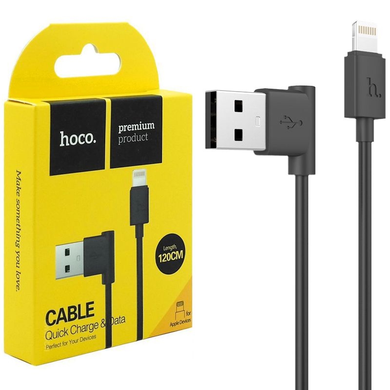 Hoco UPL11 | Kątowy Kabel Lightning | 120cm | Czarny