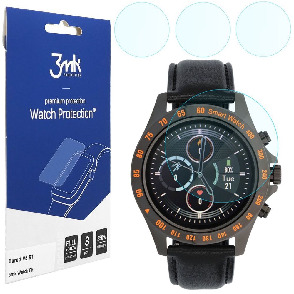 3x Szkło Hybrydowe 3mk Watch Protection do Garett V8 RT