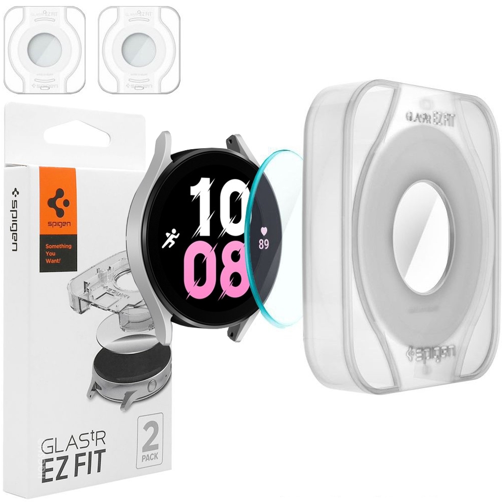 SPIGEN Glas.tR EZ FIT Szkło Hartowane + Ramka Montażowa | 2 sztuki do Samsung Galaxy Watch 5 40mm