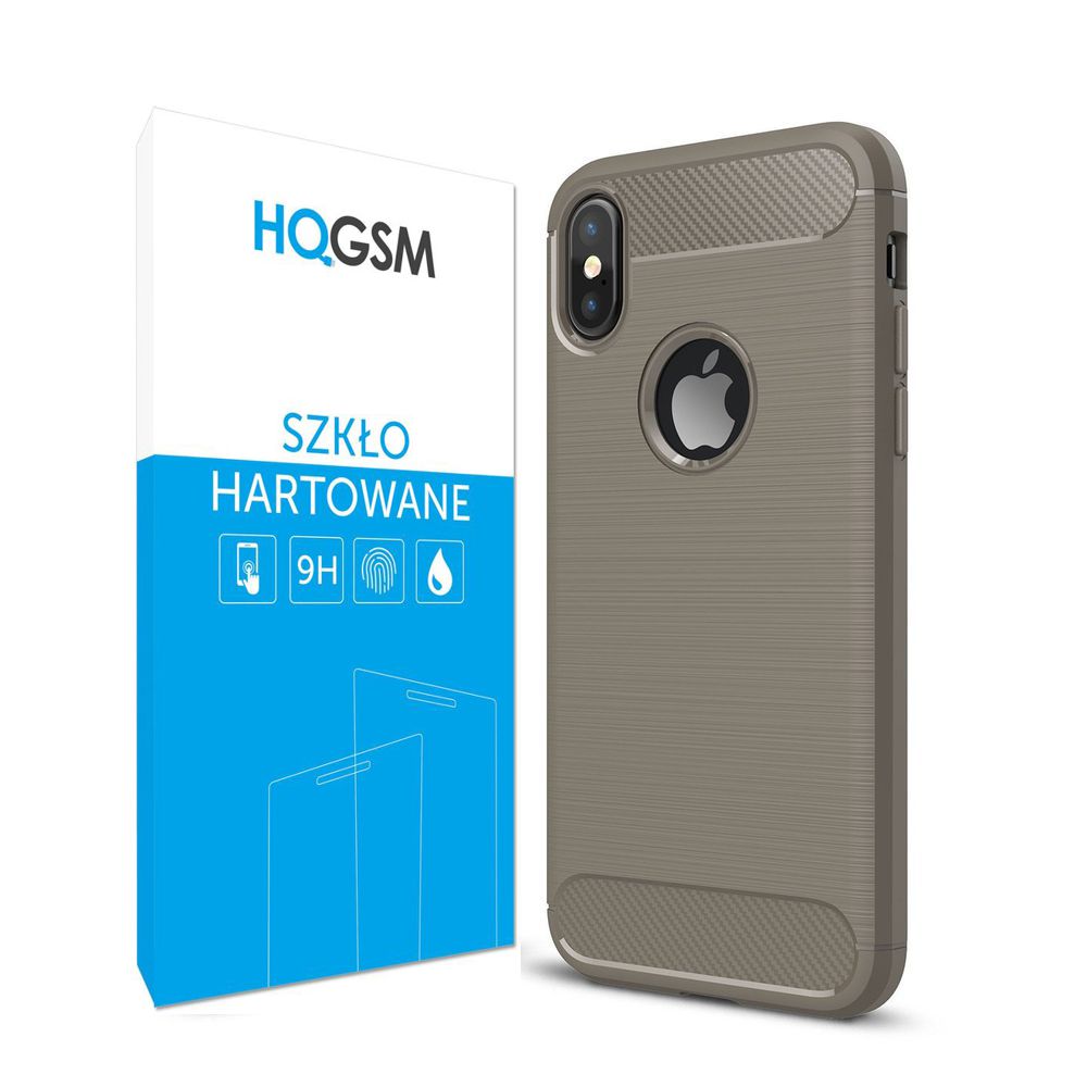 Apple iPhone Xs/X | Etui CARBON Soft Case | Industrial Gray +SZKŁO