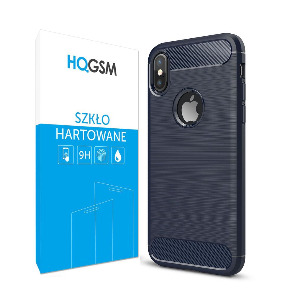 Apple iPhone Xs/X | Etui CARBON Soft Case | Blueberry Blue +SZKŁO