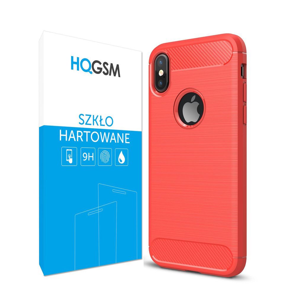 Apple iPhone Xs/X | Etui CARBON Soft Case | Strawberry Red +SZKŁO