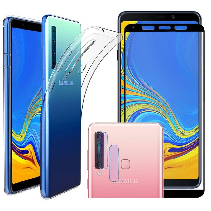 Samsung Galaxy A9 2018 | Cienkie Etui Feather Case | Bezbarwne + SZKŁO 5D + Aparat