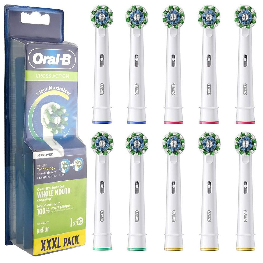 Oral-B | Cross Action XXXL Pack | Końcówki do Szczoteczki Elektrycznej | Białe | 10 sztuk
