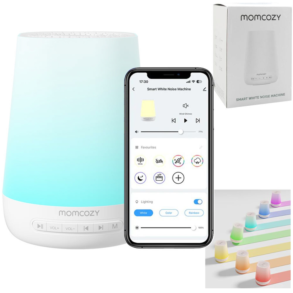 Momcozy | 2w1 Generator Szumów Bluetooth + Lampka Nocna LED z Aplikacją