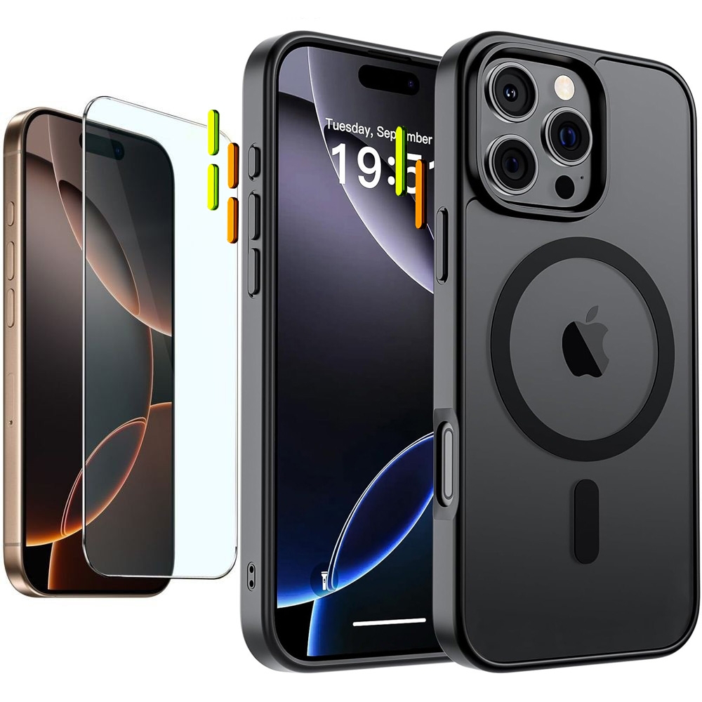 Etui Magnetic MagSafe XT | Matte Black z wymiennymi przyciskami + SZKŁO do Apple iPhone 16 Pro |