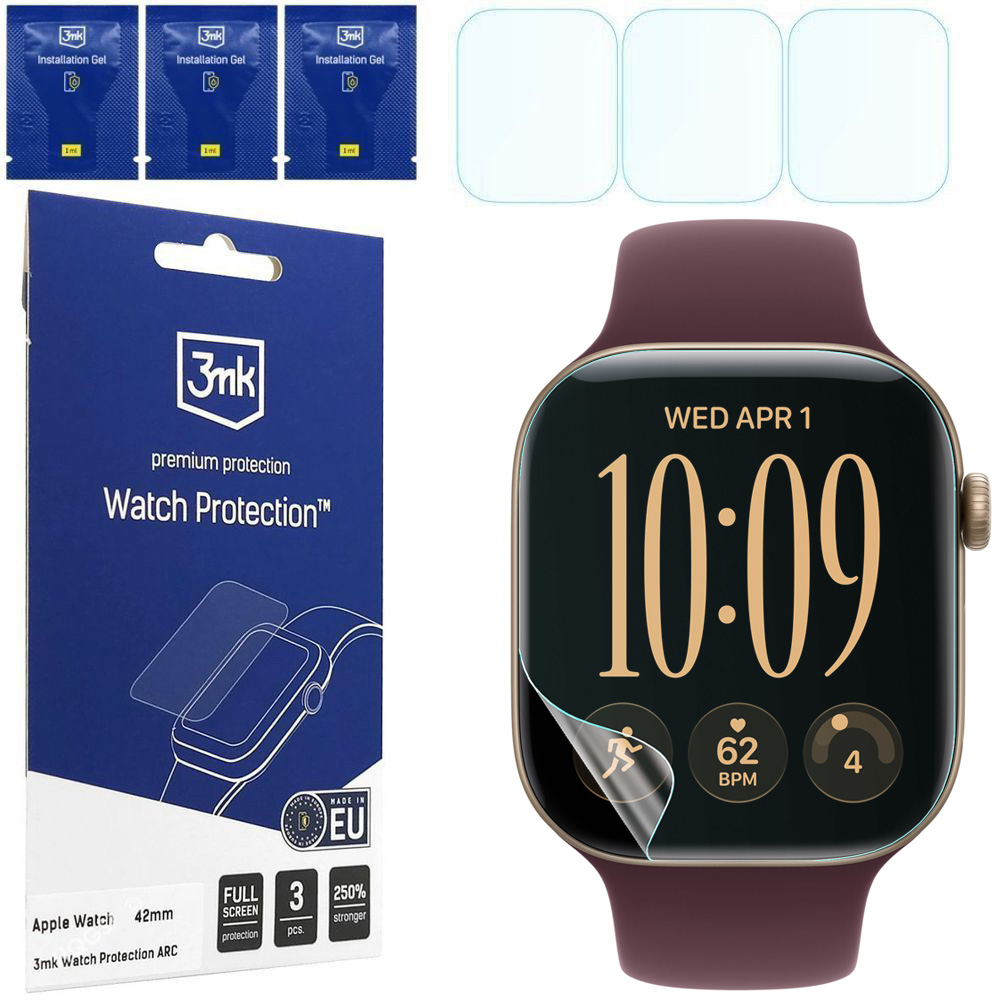 3x Folia Hydrożelowa 3mk Watch Protection do Apple Watch 12 42mm