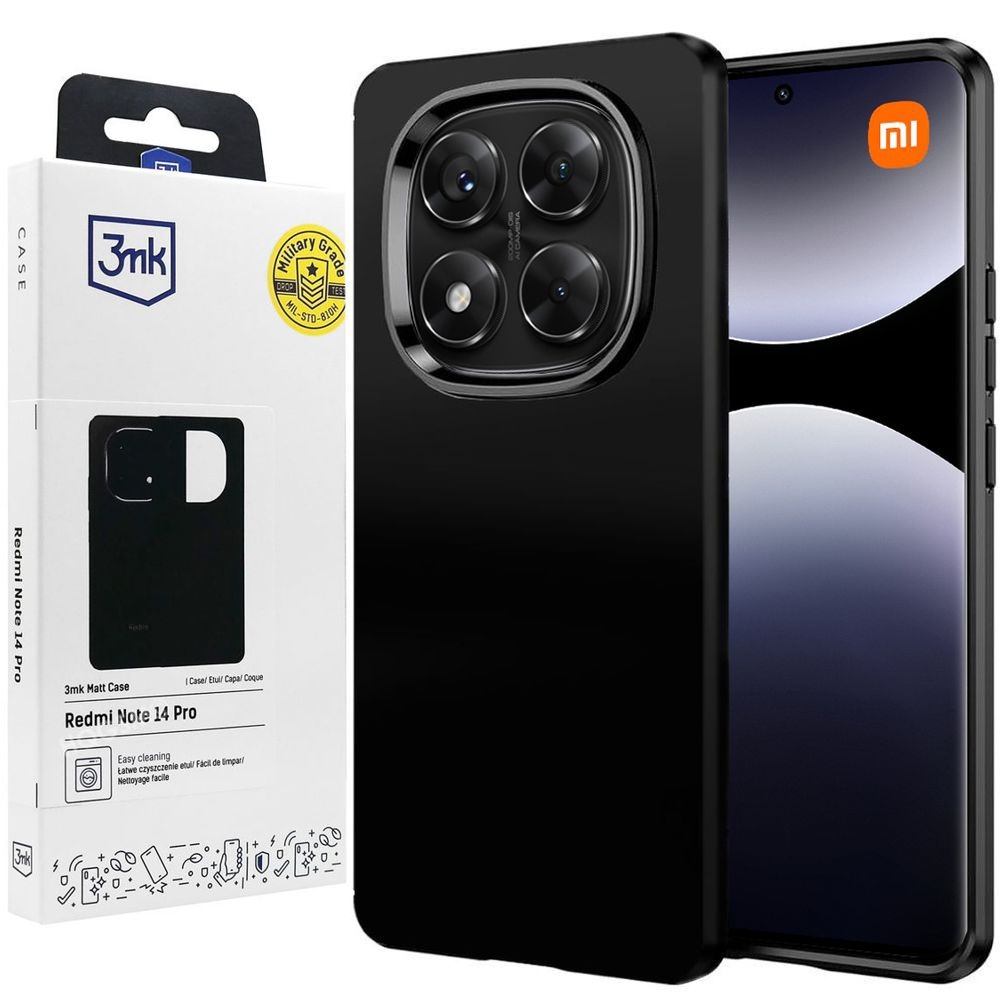 Cienkie Etui 3mk Matt Case | Black do Xiaomi Redmi Note 14 Pro 5G