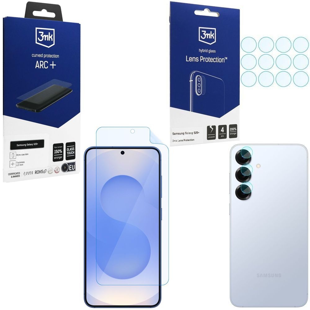 FOLIA 3mk Curved Protection ARC+ + 4x APARAT Lens Protection do Samsung Galaxy S25+ Plus