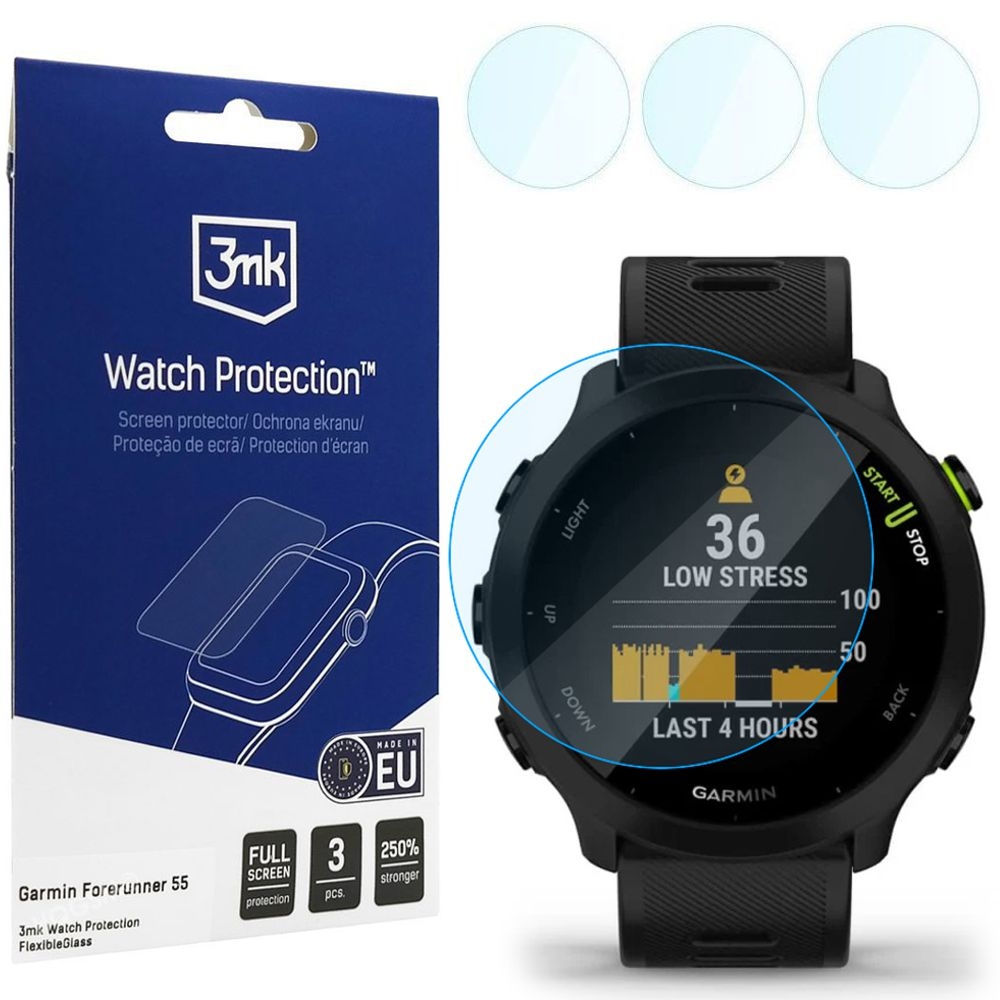 3x Szkło Hybrydowe 3mk Watch Protection do Garmin Forerunner 55