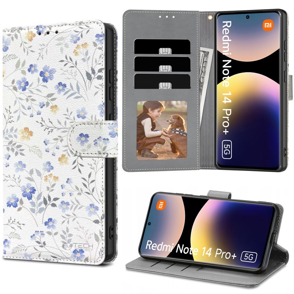 Etui z Klapką Wallet Case | Kwiaty do Xiaomi Redmi Note 14 Pro 5G / 14 Pro+ Plus 5G