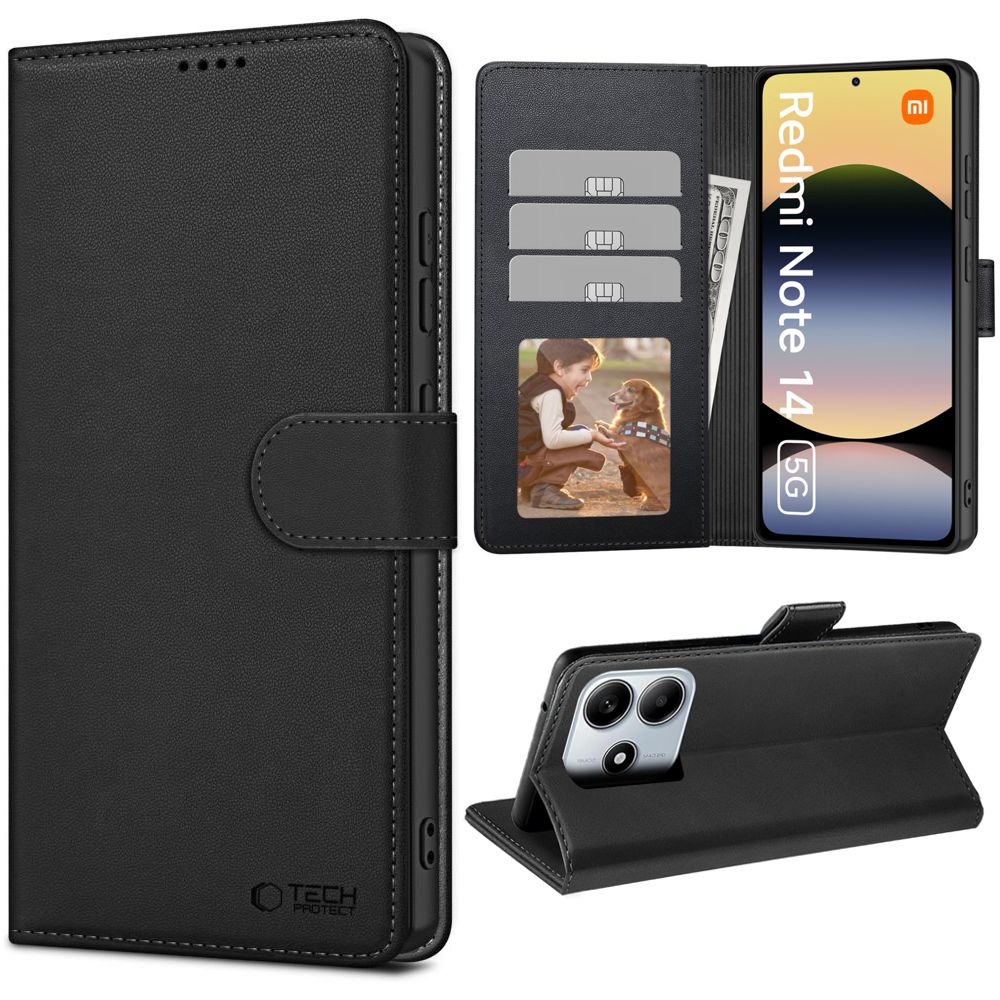 Etui z Klapką Wallet Case | Czarne do Xiaomi Redmi Note 14 5G