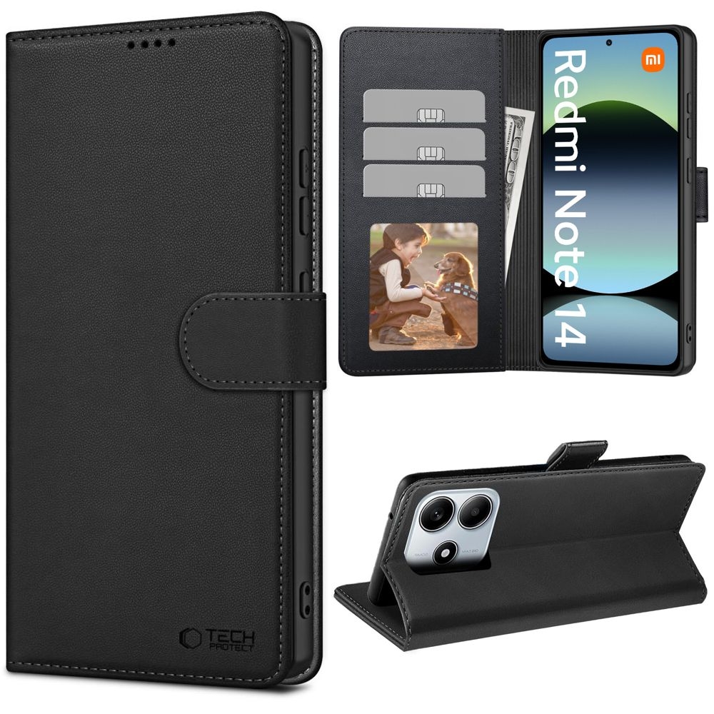 Etui z Klapką Wallet Case | Czarne do Xiaomi Redmi Note 14 |