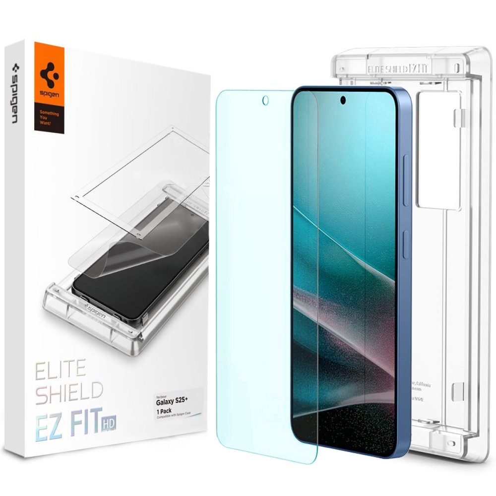 Folia Ochronna SPIGEN EliteShield EZ Fit + Ramka Montażowa do Samsung Galaxy S25+ Plus