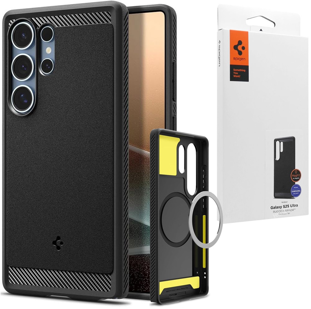 Etui SPIGEN Rugged Armor z MagSafe | Black do Samsung Galaxy S25 Ultra