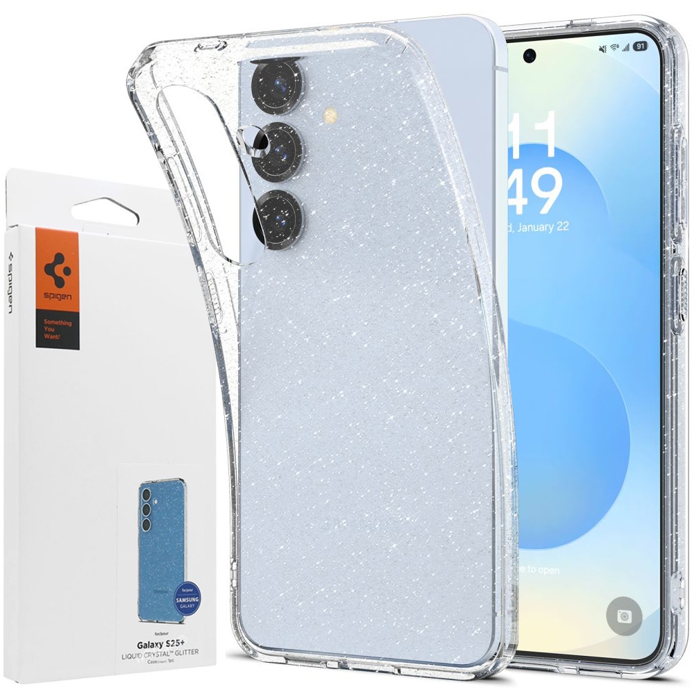 Etui SPIGEN Liquid Crystal Glitter | Crystal Quartz do Samsung Galaxy S25+ Plus