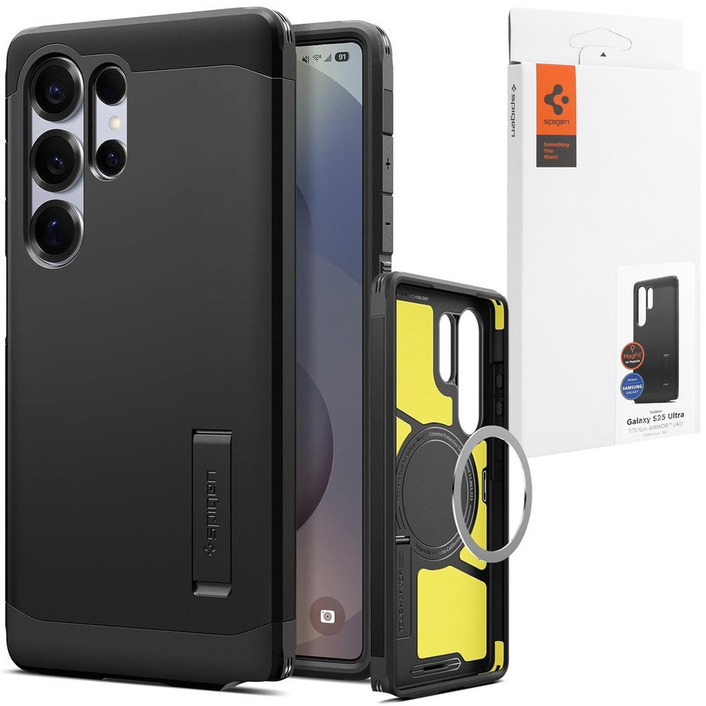 Pancerne Etui SPIGEN Tough Armor z MagSafe | Black do Samsung Galaxy S25 Ultra