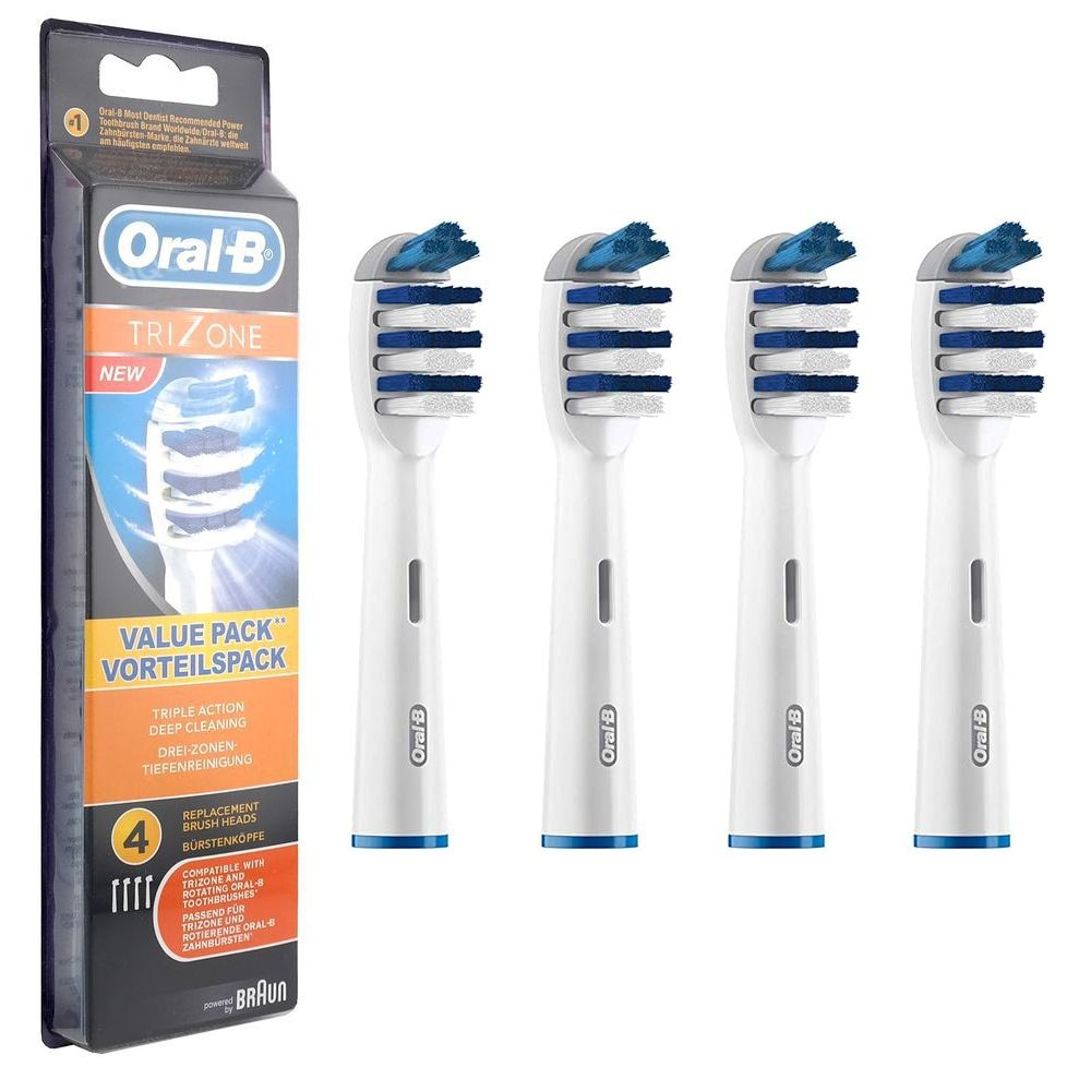 Oral-B | TriZone | Końcówki do Szczoteczki Elektrycznej | Białe | 4 sztuki