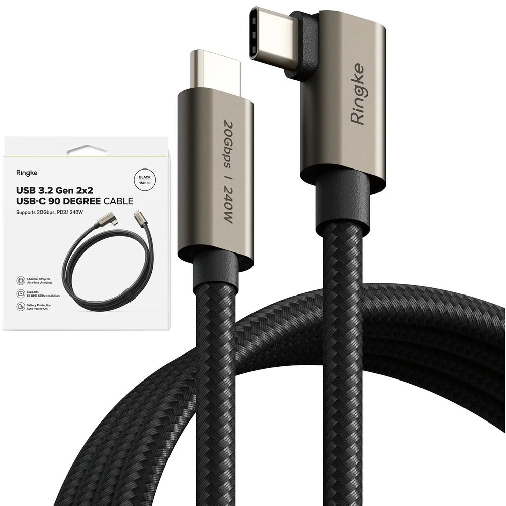 Ringke | Kabel Kątowy USB 3.2 Gen 2&#215;2 USB-C Link | 240W 20Gb/s | 200cm