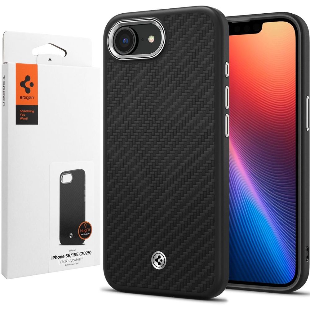 Etui SPIGEN Enzo Aramid MagSafe | Matte Black do Apple iPhone 16e