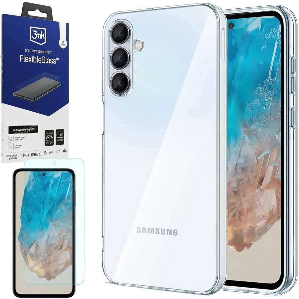 Cienkie Mocne Etui Air Case PRO | Bezbarwne + SZKŁO 3mk do Samsung Galaxy M35 5G