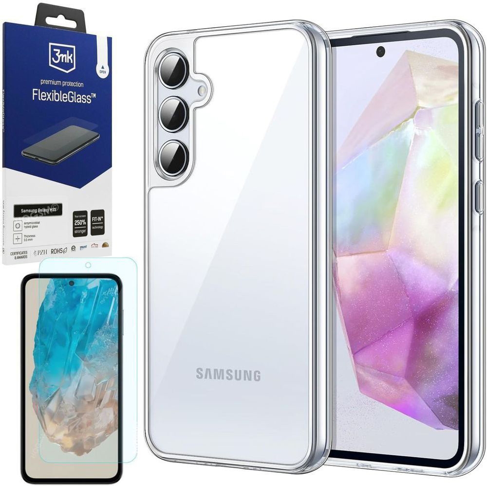 Pancerne Etui 3mk Armor Case | Clear + SZKŁO 3mk do Samsung Galaxy M35 5G