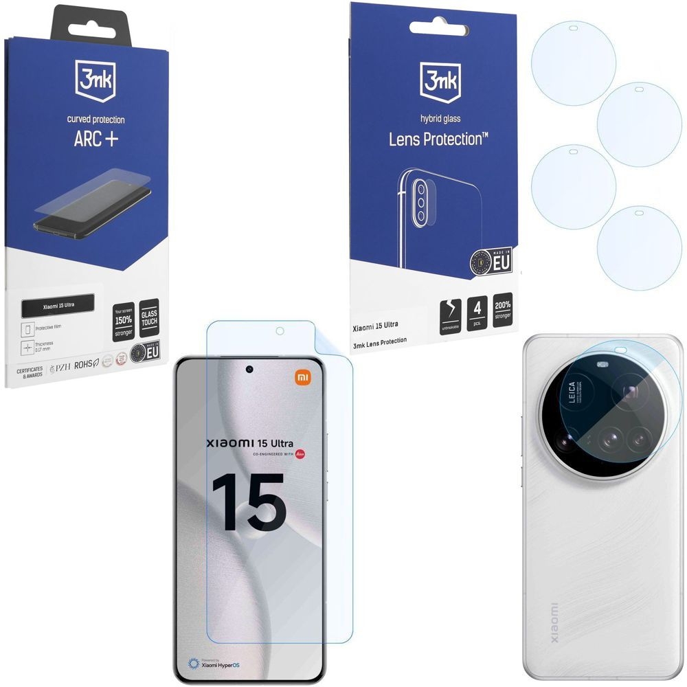 FOLIA 3mk Curved Protection ARC+ + 4x APARAT Lens Protection do Xiaomi 15 Ultra