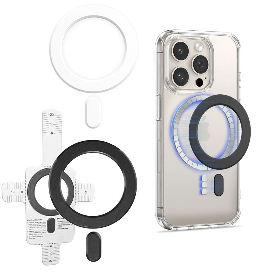 MagMat | Uniwersalna Blaszka Podkładka pod MagSafe | Czarna i Biała | 2 SZTUKI