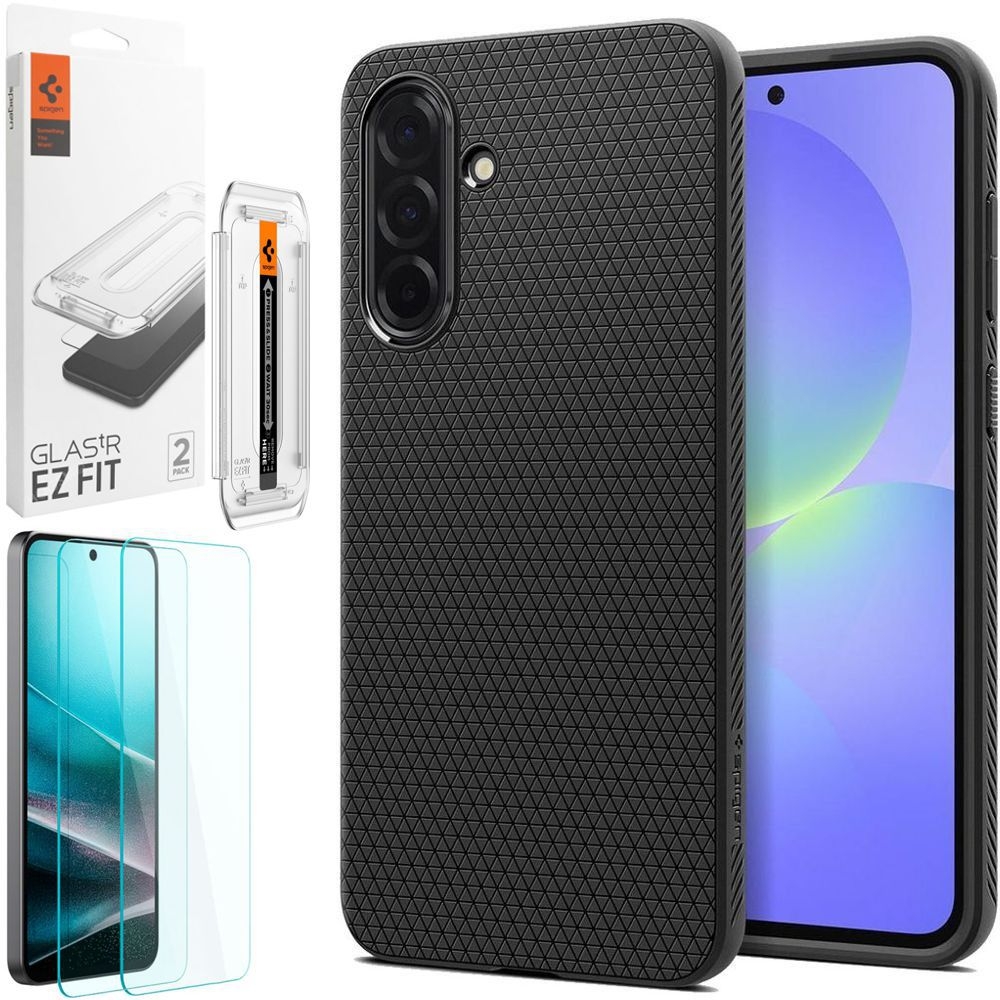 Etui SPIGEN Liquid Air | Black + 2x SZKŁO Spigen do Samsung Galaxy A36 5G