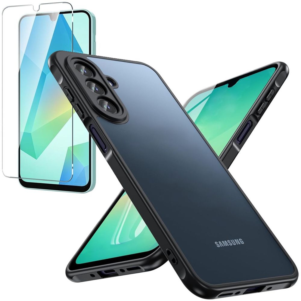 Etui Hybrydowe Clear Case | Matte Black + SZKŁO do Samsung Galaxy A26 5G