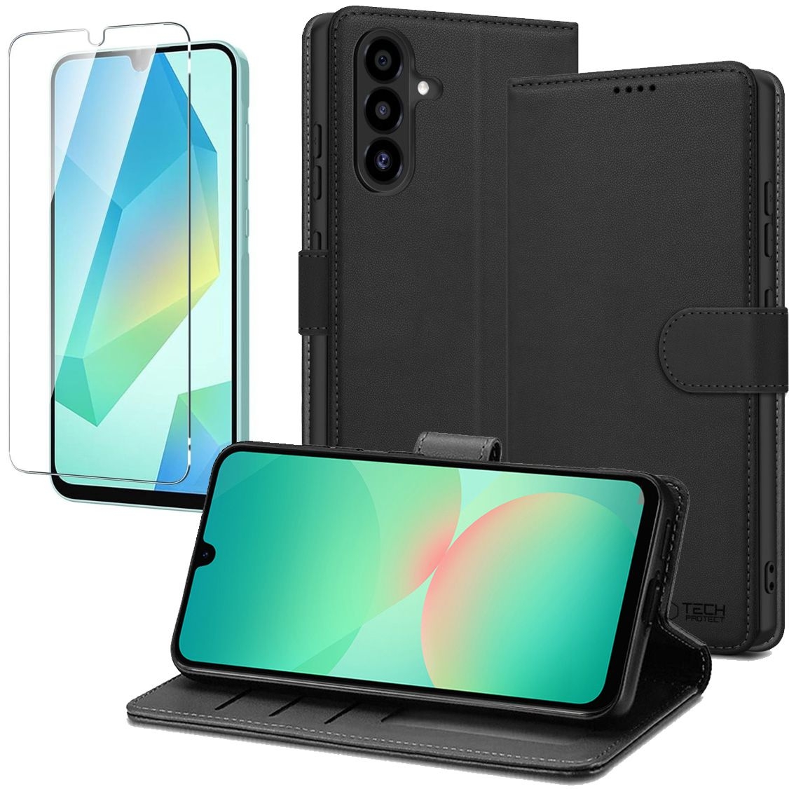 Etui z Klapką Wallet Case | Czarne + SZKŁO do Samsung Galaxy A26 5G