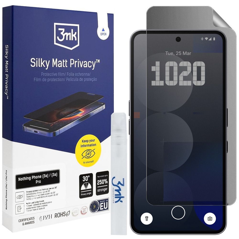 3mk Silky Matt Privacy | Matowa Folia Ochronna Prywatyzująca do Nothing Phone (3a) / (3a) Pro