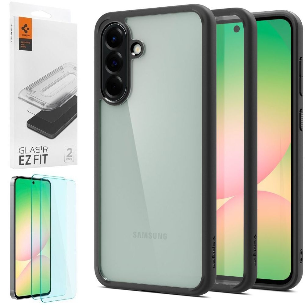 Etui SPIGEN Ultra Hybrid | Matte Black + 2x SZKŁO Spigen do Samsung Galaxy A56 5G