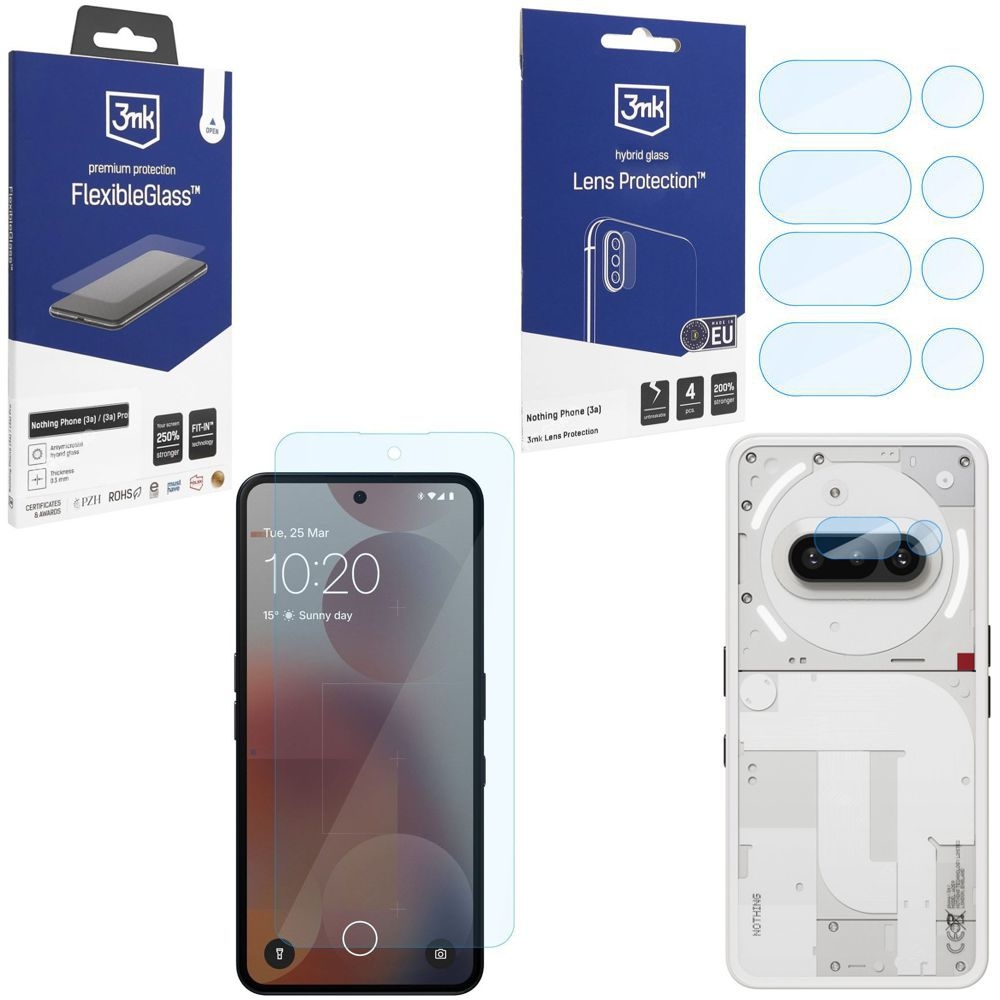 SZKŁO 3mk Flexible Glass + 4x APARAT Lens Protection do Nothing Phone (3a)