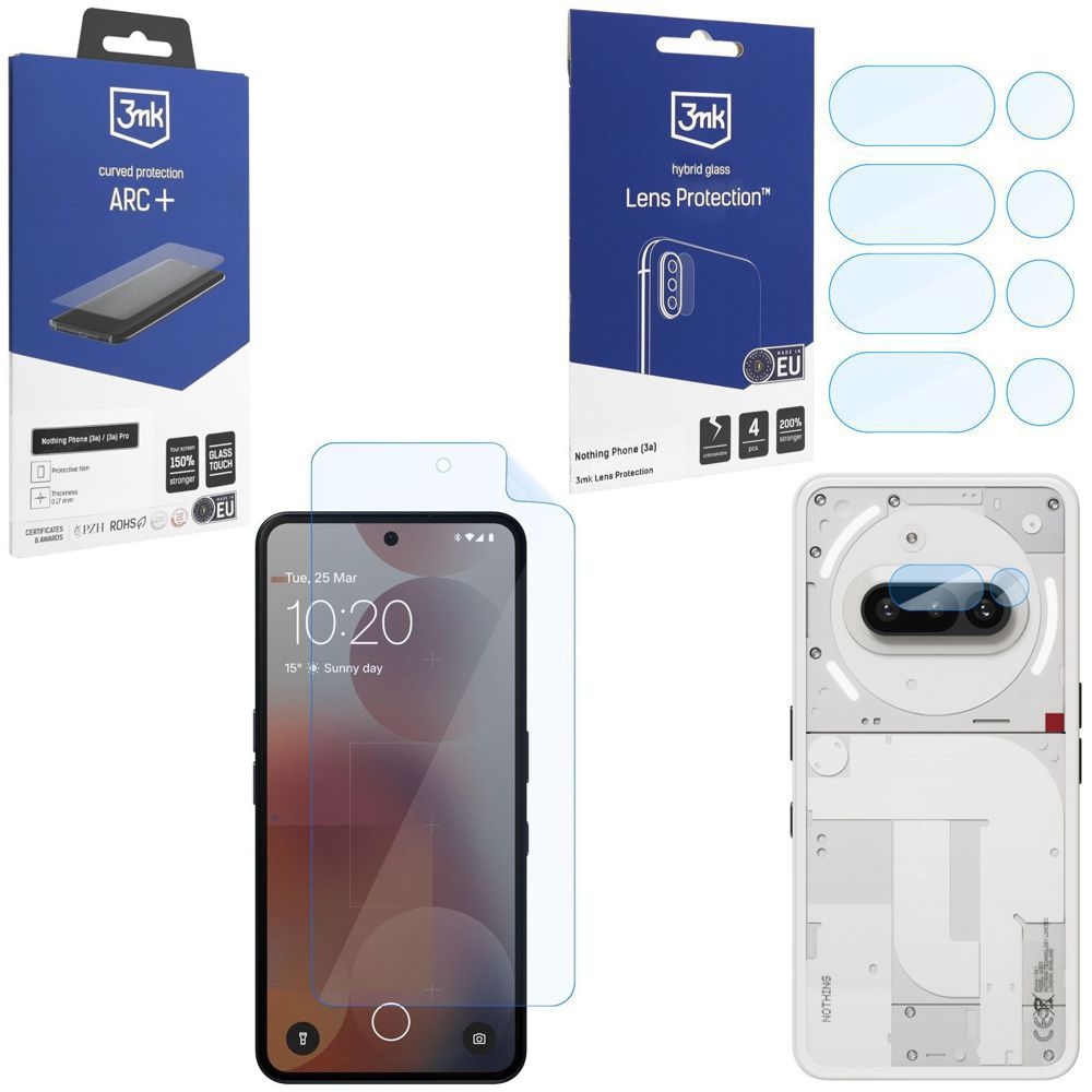 FOLIA 3mk Curved Protection ARC+ + 4x APARAT Lens Protection do Nothing Phone (3a)