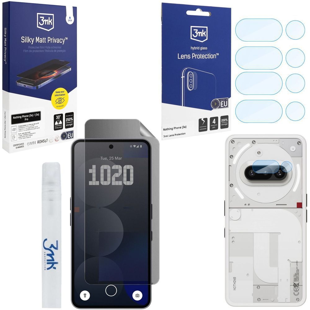 FOLIA Prywatyzujaca 3mk SilkyMatt Privacy + 4x APARAT Lens Protection do Nothing Phone (3a)