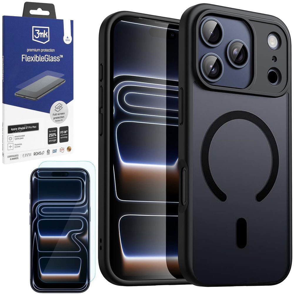 Etui Hybrydowe Matte Case z MagSafe | Matte Black + SZKŁO 3mk do Apple iPhone 17 Pro Max