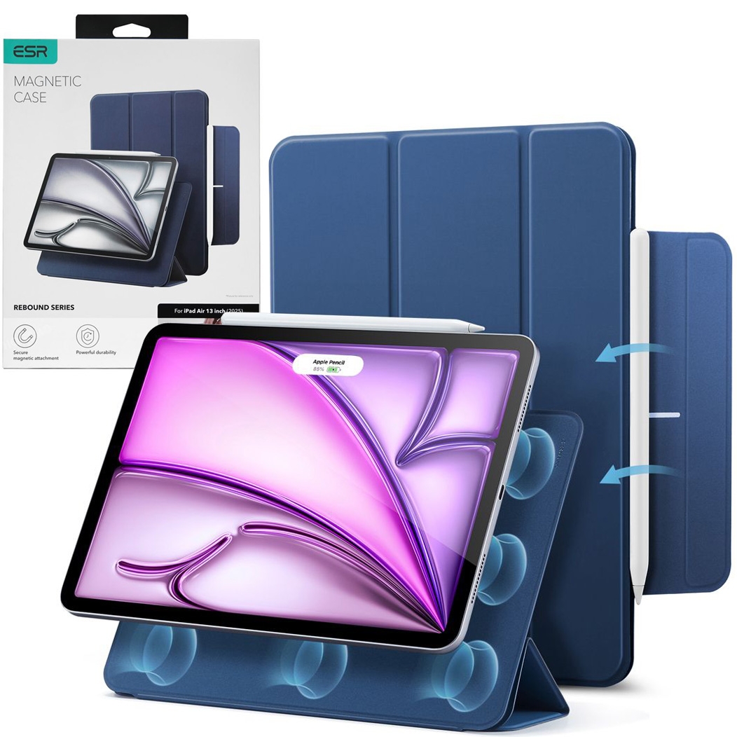 Ultra Cienkie Etui ESR Rebound Magnetic Flip | Navy Blue do Apple iPad Air 13 M3 2025 / M2 2024