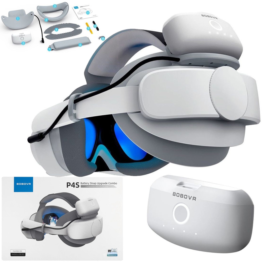 BoboVR P4S | Sztywny Pasek Regulowany + Bateria 5200mAh do PICO 4 Ultra / Enterprise