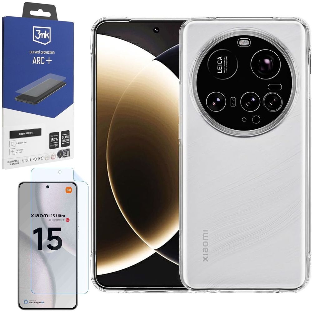 Etui 3mk Clear Case | Bezbarwne + FOLIA 3mk do Xiaomi 15 Ultra