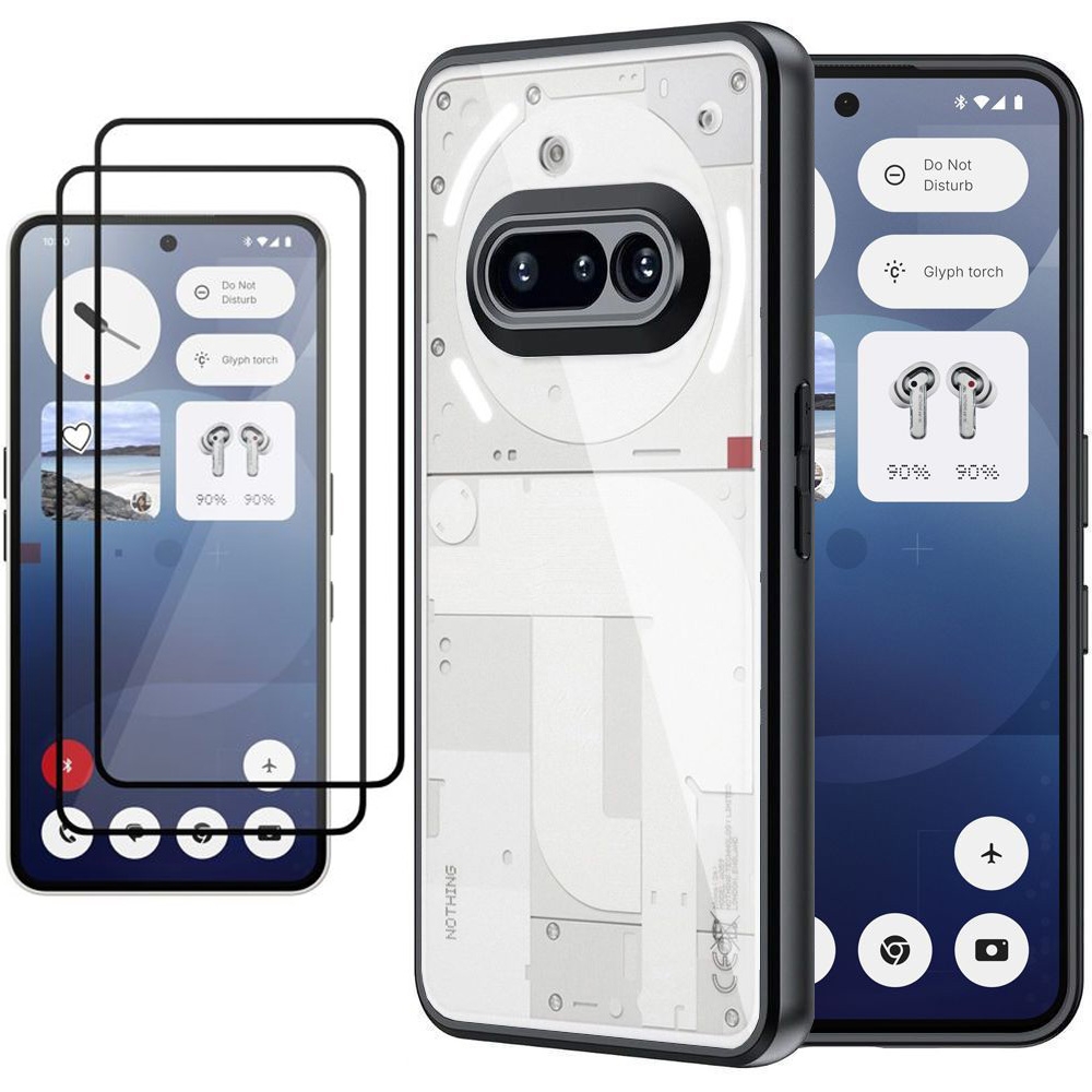 Etui Clear Hybrid Case | Black + 2x SZKŁO 5D do Nothing Phone (3a)