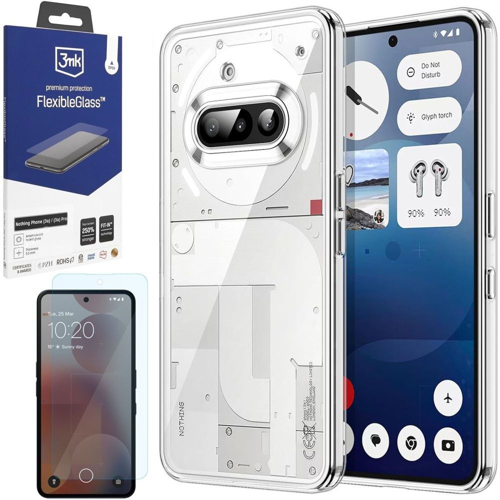 Etui Clear Hybrid Case | Crystal + SZKŁO 3mk FG do Nothing Phone (3a)