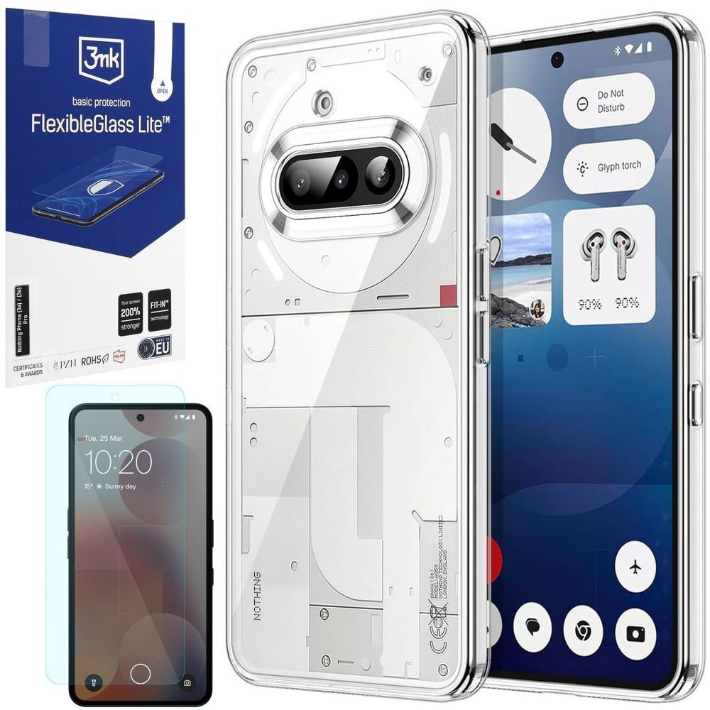 Etui Clear Hybrid Case | Crystal + SZKŁO 3mk FG Lite do Nothing Phone (3a)