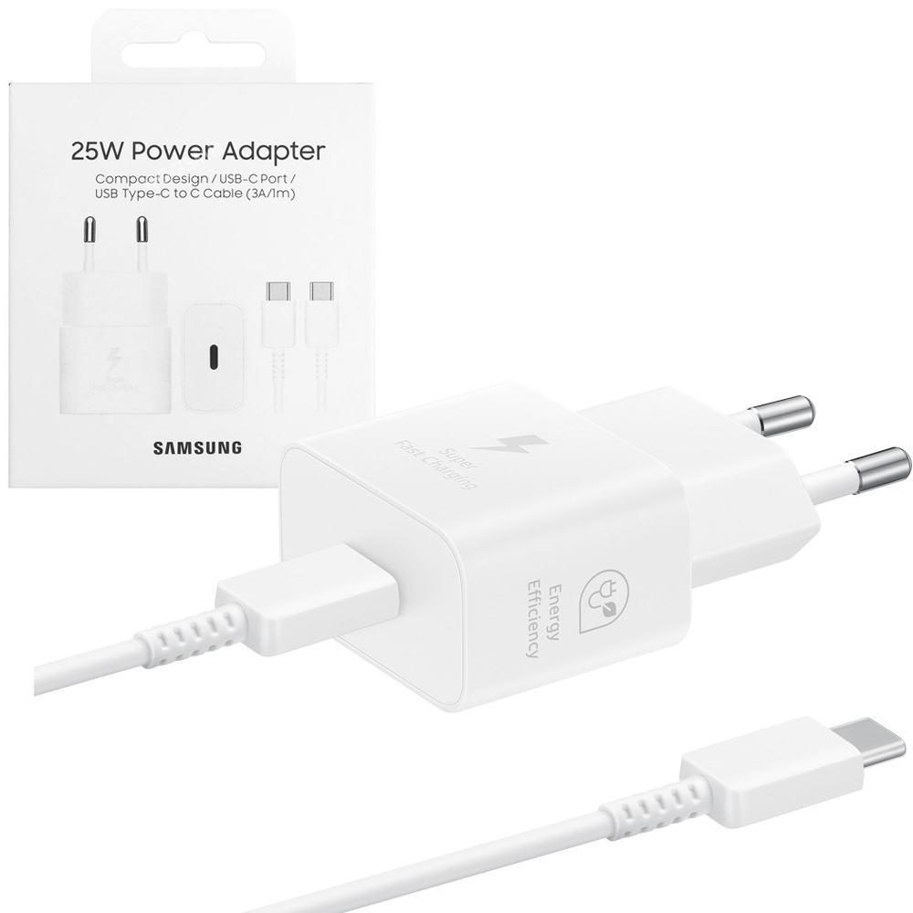 Samsung | Oryginalna Ładowarka GaN Super Fast Charging USB-C | PD 25W | Biała + Kabel USB-C