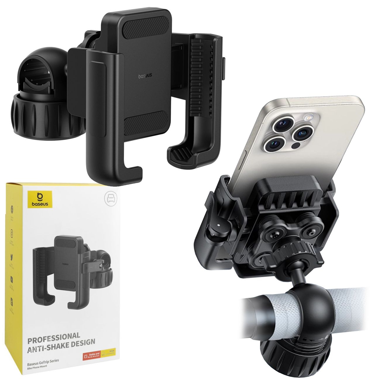 Baseus GoTrip | Bezpieczny Uchwyt Rowerowy z Amortyzatorem | Tłumik Drgań