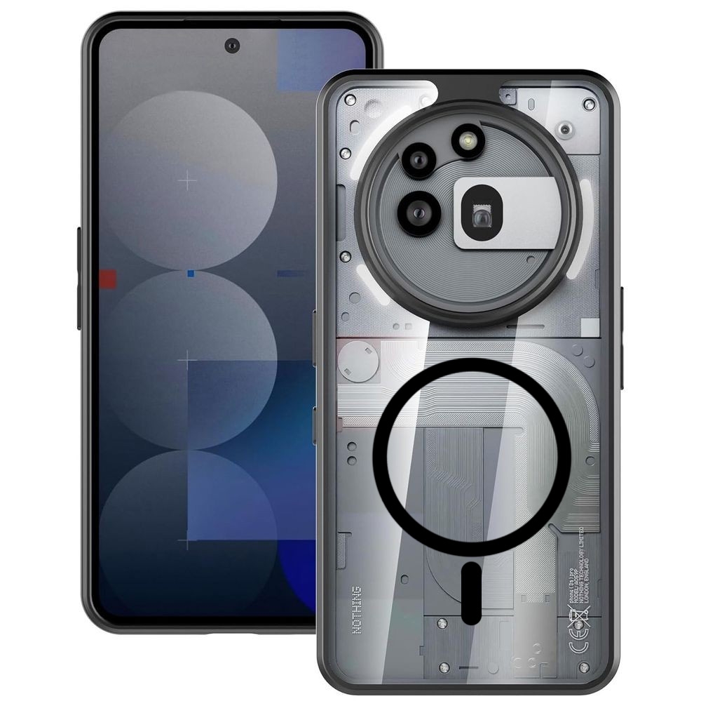 Etui Clear Hybrid Case z MagSafe | Black do Nothing Phone (3a) Pro