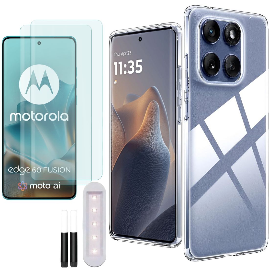 Cienkie Mocne Etui Air Case PRO 2mm | Bezbarwne + 2x SZKŁO UV do Motorola Edge 60 Fusion